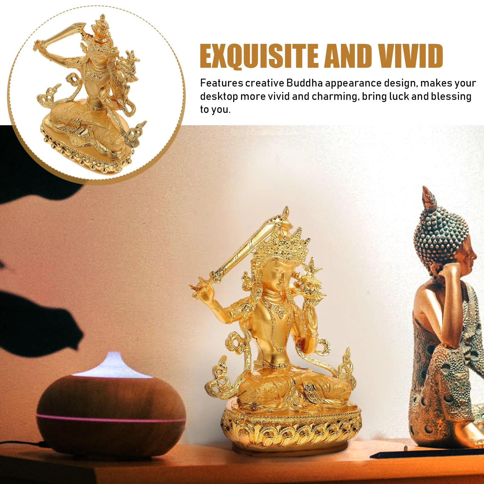 Gilded Manjushri Buddha Statue Desktop Sculpture Alloy Figurine Home Decor Lightweight Craftsmanship Buddhism
Gilded Manjushri Buddha Statue Desktop Sculpture Alloy Figurine Home Decor Lightweight Craftsmanship Buddhism