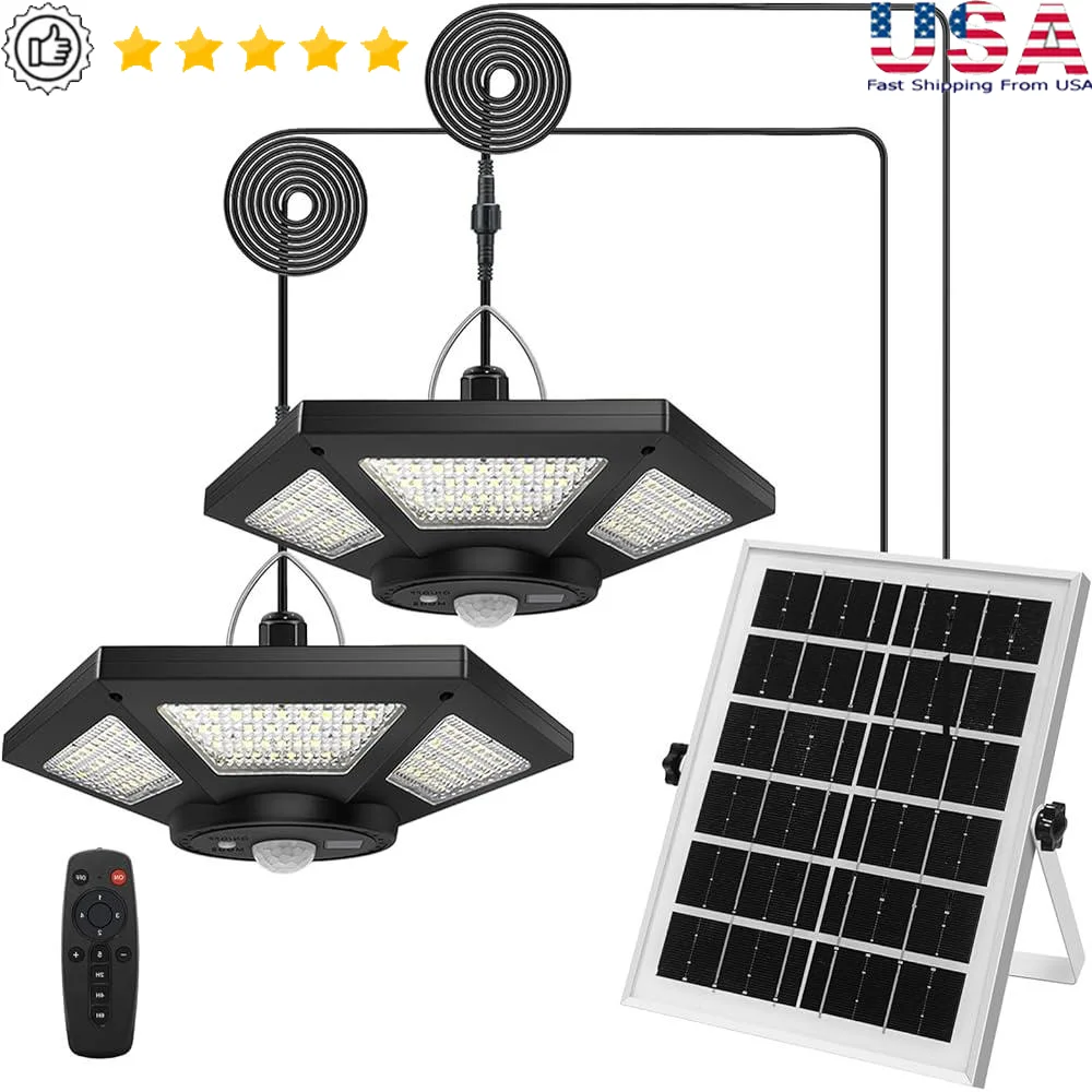 Solar Shed Light with Remote Control 360 Degree Waterproof Indoor Outdoor Solar Pendant Light Motion Sensor Timer Adjustable
Solar Shed Light with Remote Control 360 Degree Waterproof Indoor Outdoor Solar Pendant Light Motion Sensor Timer Adjustable