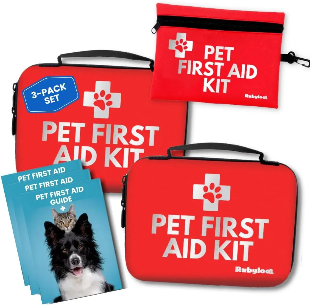 3-Pack Pet First Aid Kit with Hard-Sided and Travel Cases, Vet-Approved Emergency Supplies for Dogs and Cats
3-Pack Pet First Aid Kit with Hard-Sided and Travel Cases, Vet-Approved Emergency Supplies for Dogs and Cats