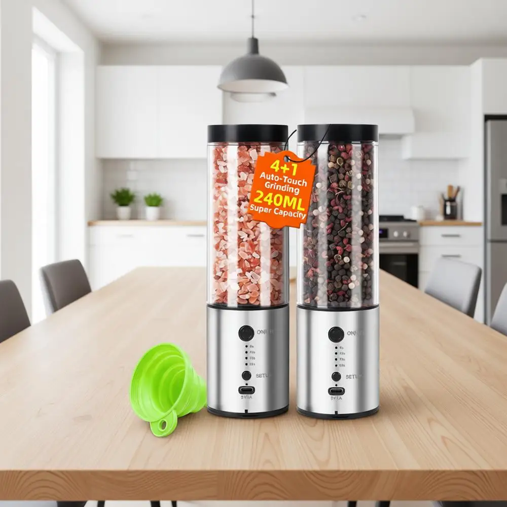 Electric Salt and Pepper Grinder Set, 2-Pack 480ML, USB-C Rechargeable, 4-Timing Settings, Automatic Shakers, One-Handed Operati
Electric Salt and Pepper Grinder Set, 2-Pack 480ML, USB-C Rechargeable, 4-Timing Settings, Automatic Shakers, One-Handed Operati