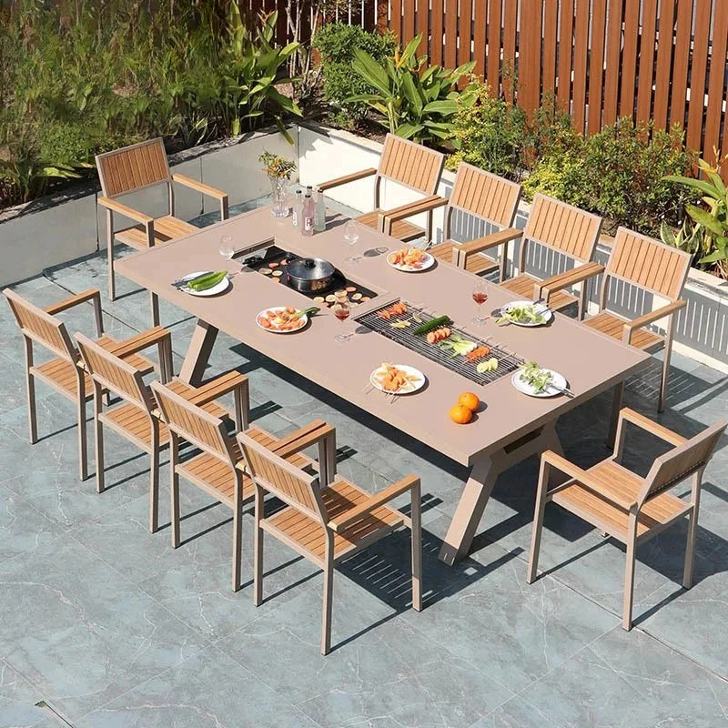 Открытый стол для барбекю, вилла, двор, сад, терраса, алюминиевая мебель, легкий роскошный обеденный стол
Открытый стол для барбекю, вилла, двор, сад, терраса, алюминиевая мебель, легкий роскошный обеденный стол