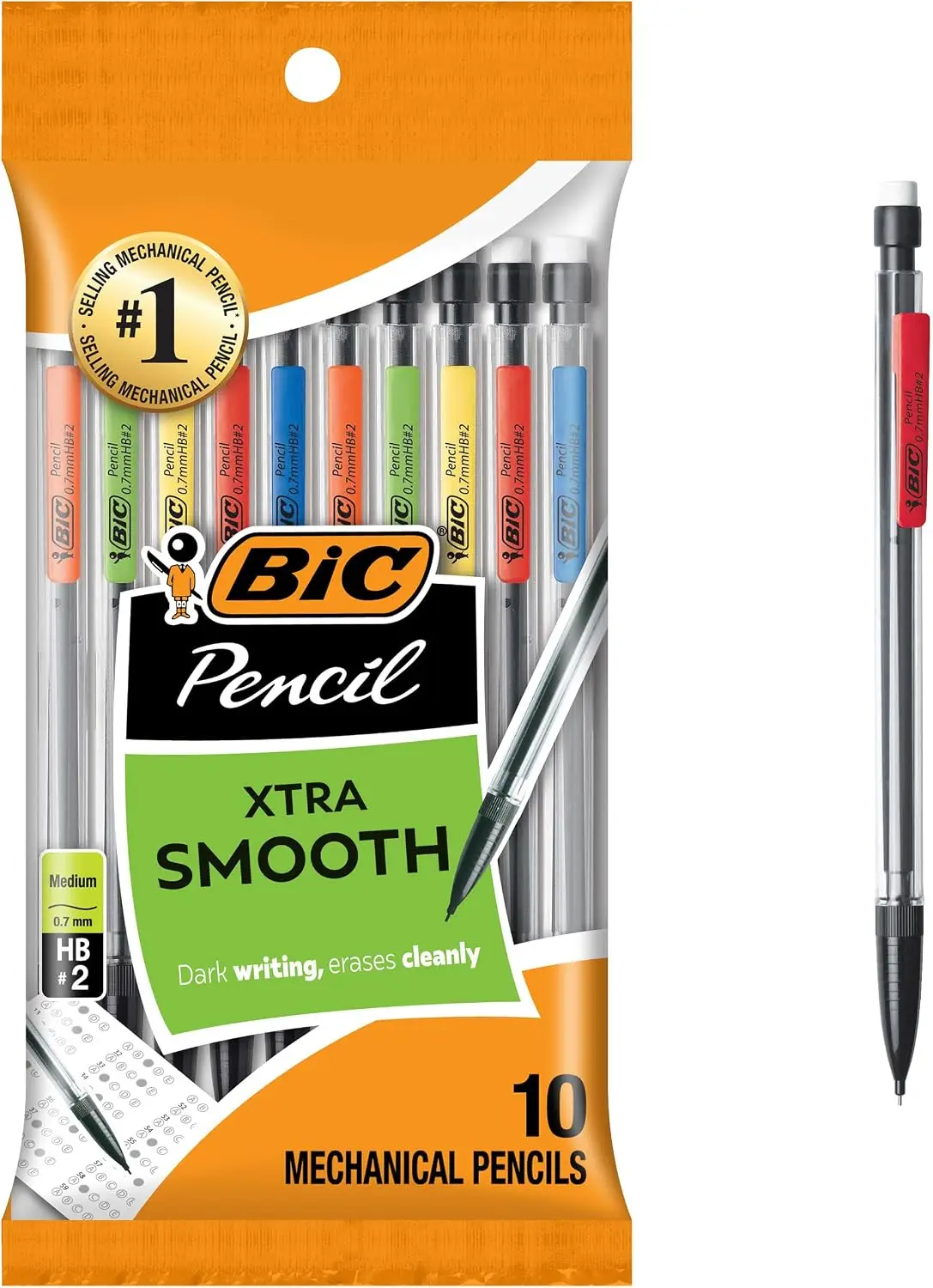 BIC Xtra-Smooth Mechanical Pencils with Erasers, Medium Point (0.7mm), 10-Count Pack, Bulk Mechanical Pencils for School or Office Supplies
BIC Xtra-Smooth Mechanical Pencils with Erasers, Medium Point (0.7mm), 10-Count Pack, Bulk Mechanical Pencils for School or Office Supplies