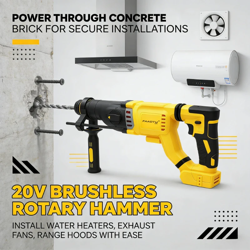 FAAOTU DCH263 20V Brushless Cordless Hammer Rotary Electric Hammer Wall Concrete Drill Hole Power Tools Suitable for DW battery
FAAOTU DCH263 20V Brushless Cordless Hammer Rotary Electric Hammer Wall Concrete Drill Hole Power Tools Suitable for DW battery