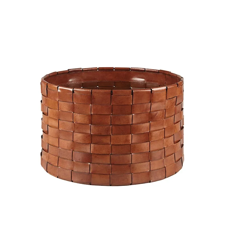 Leather round square vintage leather woven storage basket
Leather round square vintage leather woven storage basket