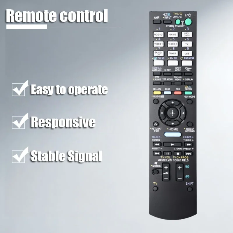 For Sony Home Theater Audio RM-AAU107 RM-AAU116 STR-DH830 STR-DH710 RM-AAU106 Remote Control Accessory Replacement
For Sony Home Theater Audio RM-AAU107 RM-AAU116 STR-DH830 STR-DH710 RM-AAU106 Remote Control Accessory Replacement