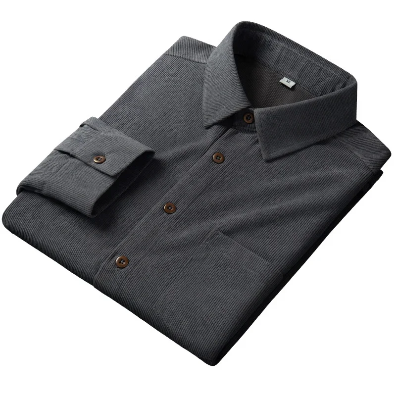 Charcoal Gray Corduroy Texture Men's Long Sleeve Shirt Casual Button Down Business Daily Wear Top
Charcoal Gray Corduroy Texture Men's Long Sleeve Shirt Casual Button Down Business Daily Wear Top
