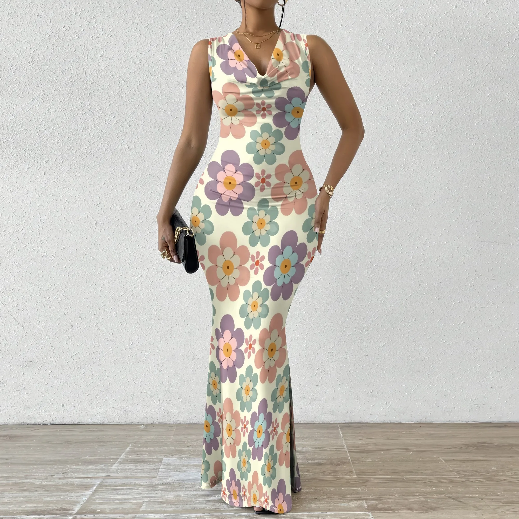 Pastel Floral Print Maxi Dress XS-2XL, Sleeveless V-Neck Dress for Women, Perfect for Spring Events & Day Outings
Pastel Floral Print Maxi Dress XS-2XL, Sleeveless V-Neck Dress for Women, Perfect for Spring Events & Day Outings