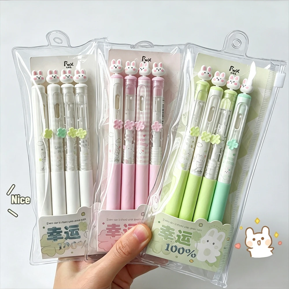 4Pcs/Set Kawaii Rabbit Gel Pen 0.5mm Quick Dry Black Ink Writing Pen Cute Cartoon Press Gel Pens with Transparent Storage Bag
4Pcs/Set Kawaii Rabbit Gel Pen 0.5mm Quick Dry Black Ink Writing Pen Cute Cartoon Press Gel Pens with Transparent Storage Bag