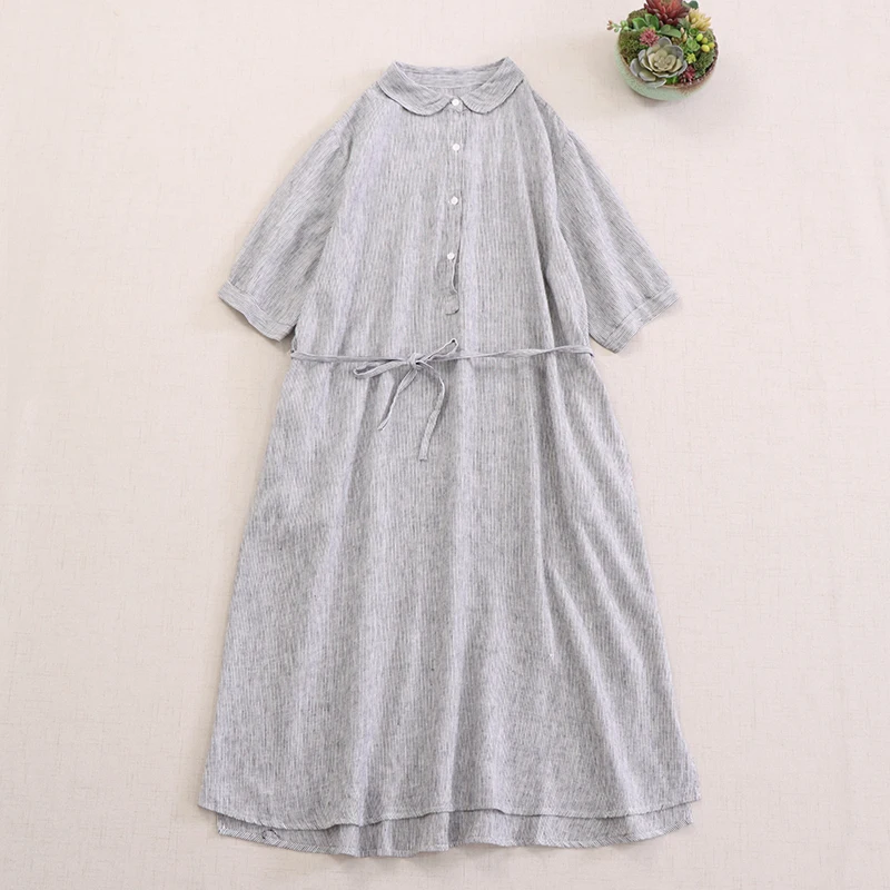 Japanese Mori Girl Vintage Striped Cotton Linen Shirt Dress Women Summer New Turn Down Collar Short Sleeve Single Breasted Dress
Japanese Mori Girl Vintage Striped Cotton Linen Shirt Dress Women Summer New Turn Down Collar Short Sleeve Single Breasted Dress