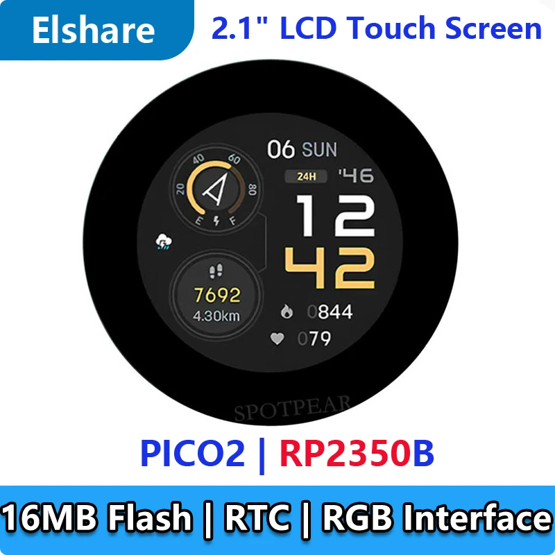 Raspberry Pi Pico 2 RP2350B 2.1 inch 480x480 Round LCD Touch Display HMI LVGL QMI8658 6-axis 65K Colors
Raspberry Pi Pico 2 RP2350B 2.1 inch 480x480 Round LCD Touch Display HMI LVGL QMI8658 6-axis 65K Colors