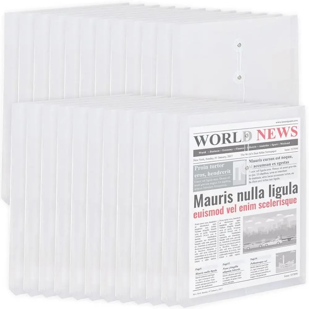 Plastic Envelopes with String Closure, 24 Packs Legal Size Clear Poly Envelopes, Expanding File Folders Documents Paper Organ
Plastic Envelopes with String Closure, 24 Packs Legal Size Clear Poly Envelopes, Expanding File Folders Documents Paper Organ