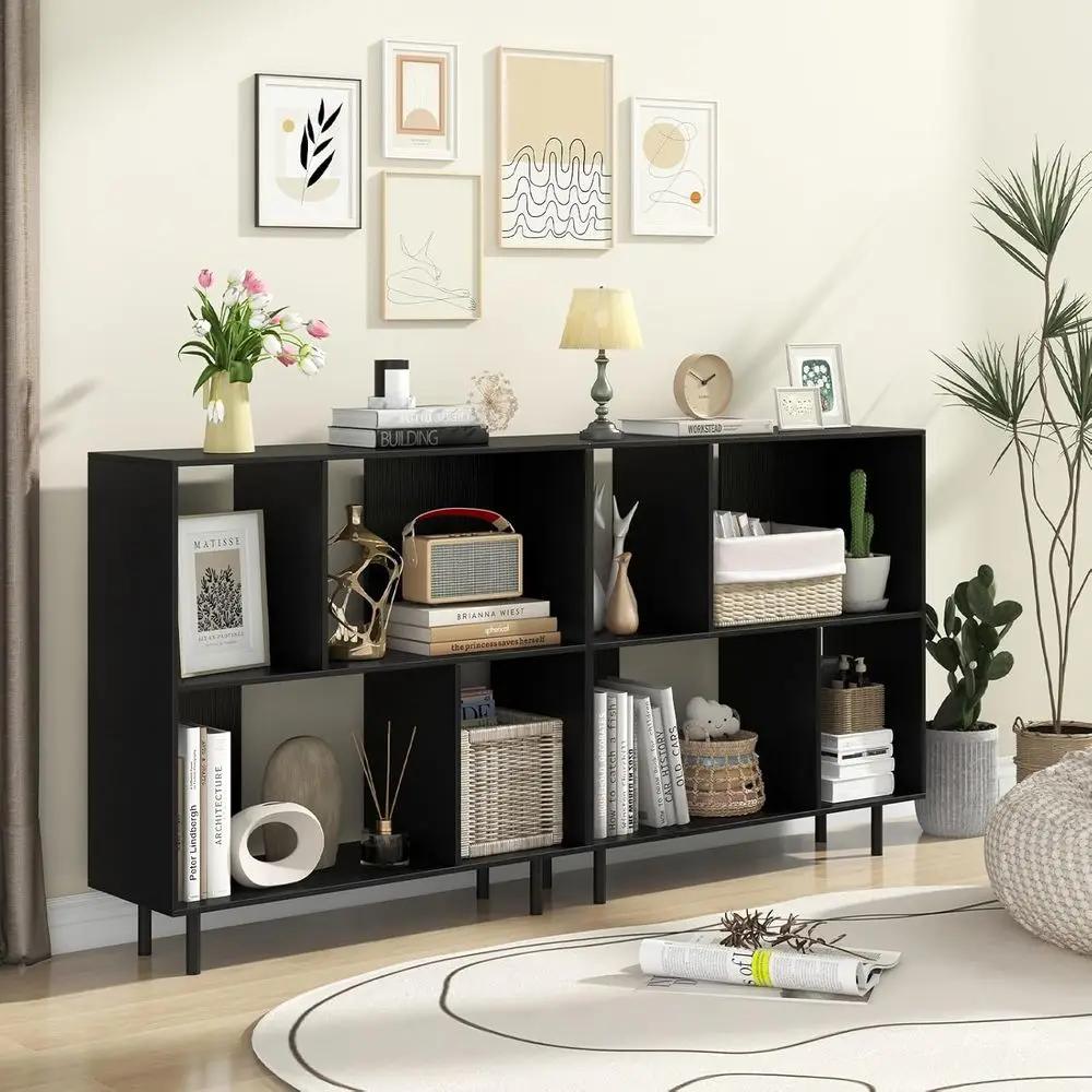 2-Piece Modern Cube Bookshelf Set with 4 Compartments and Metal Legs, Sleek Standing Storage Organizer for Living Room or Bedroo
2-Piece Modern Cube Bookshelf Set with 4 Compartments and Metal Legs, Sleek Standing Storage Organizer for Living Room or Bedroo