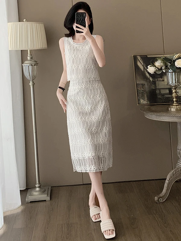 Summer New Style Fashionable Two-Piece Set Women's Sleeveless Top Half Skirt High-End Feeling Sister System Elegant Quality
Summer New Style Fashionable Two-Piece Set Women's Sleeveless Top Half Skirt High-End Feeling Sister System Elegant Quality
