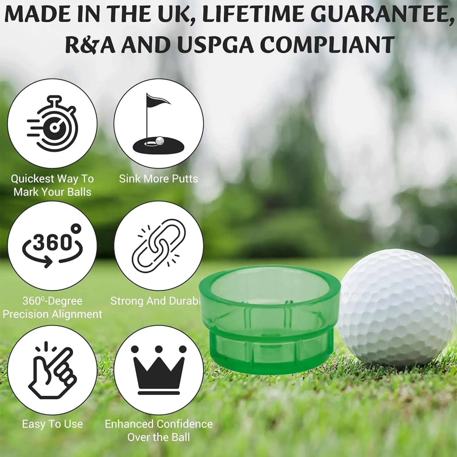 360-градусный маркер для мяча для гольфа, шаблон лайнера для гольфа, инструмент для легкого рисования для идеального выравнивания и точной нанесения
360-градусный маркер для мяча для гольфа, шаблон лайнера для гольфа, инструмент для легкого рисования для идеального выравнивания и точной нанесения