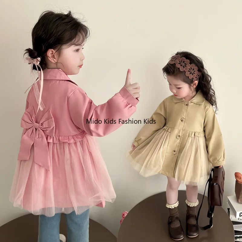 Тренч с бантом для девочек, весенне-осенний модный плащ для девочек, длинные топы, детские куртки маленького и среднего размера, размер 90-140 см
Тренч с бантом для девочек, весенне-осенний модный плащ для девочек, длинные топы, детские куртки маленького и среднего размера, размер 90-140 см