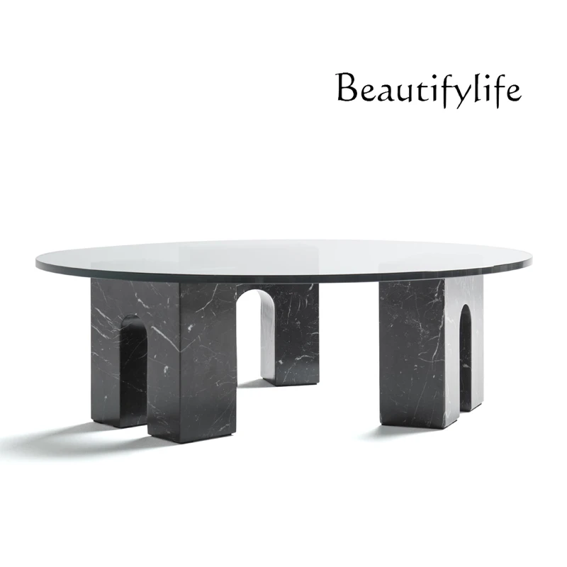 Nordic natural marble coffee table model room modern simple living room glass round coffee table small apartment
Nordic natural marble coffee table model room modern simple living room glass round coffee table small apartment