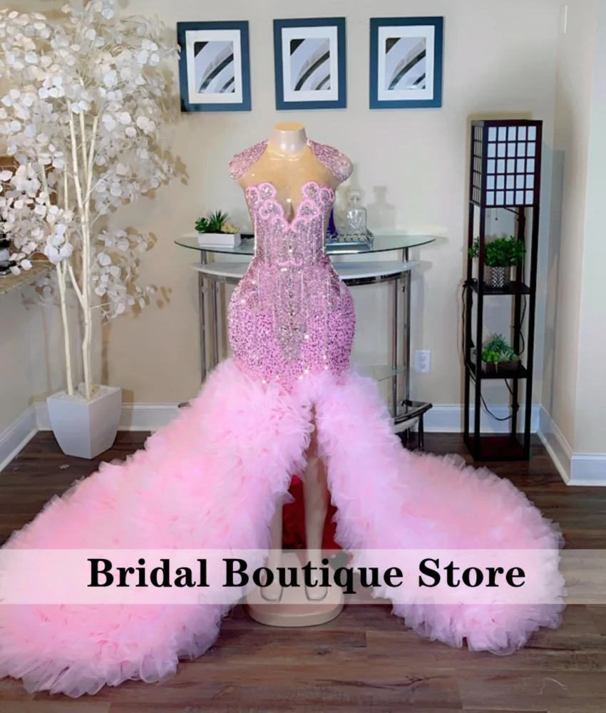 New Design 2024 Luxury Pink Mermaid Prom Dress Side Split Ruffles Tiered Glitter Beads Crystals Vestido De Novia Customized
New Design 2024 Luxury Pink Mermaid Prom Dress Side Split Ruffles Tiered Glitter Beads Crystals Vestido De Novia Customized