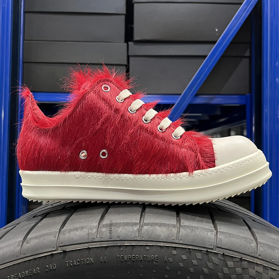 Men Red Horse Hair Low Top Platform Sneakers Gothic Street Luxury Designer Ro Lace Up Luxury Casual Shoes Punk Thick Sole Women
Men Red Horse Hair Low Top Platform Sneakers Gothic Street Luxury Designer Ro Lace Up Luxury Casual Shoes Punk Thick Sole Women