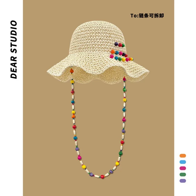 Korean Version of Colored Bead Chain Lace-up Big-brimmed Straw Hat Women's Summer Vacation Foldable Versatile Sunshade Sun Cap
Korean Version of Colored Bead Chain Lace-up Big-brimmed Straw Hat Women's Summer Vacation Foldable Versatile Sunshade Sun Cap