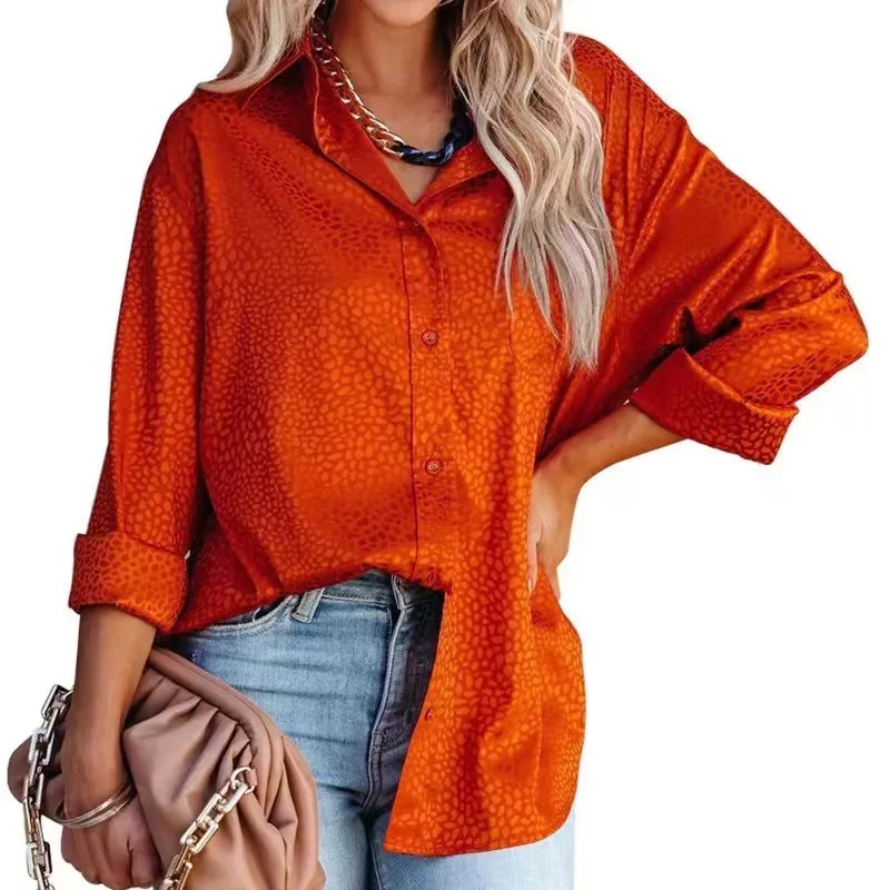 Women's shirt 2025 spring new comfortable satin gravel pattern long sleeve loose women's top
Women's shirt 2025 spring new comfortable satin gravel pattern long sleeve loose women's top