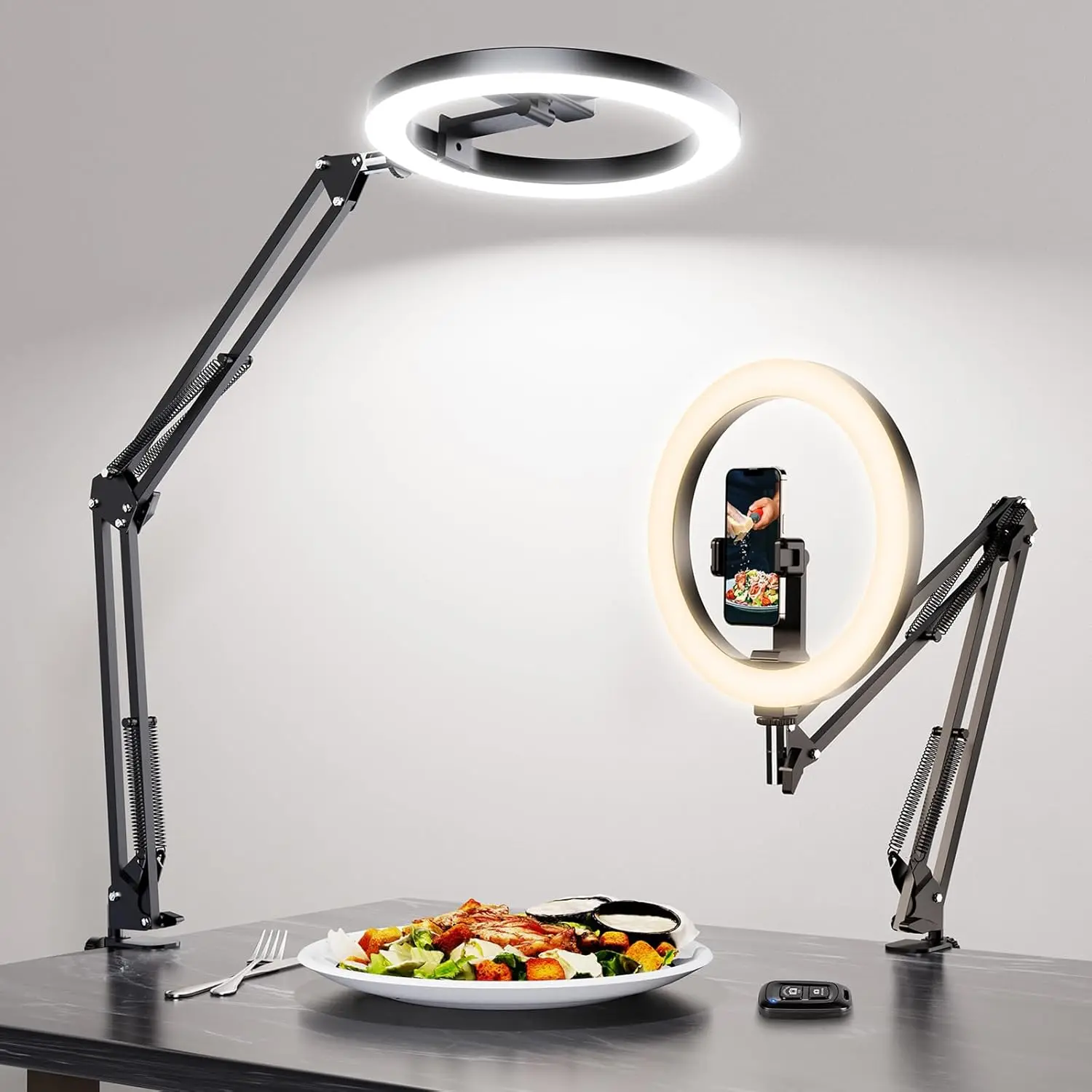 Ring Light for Desk, Overhead Phone Mount with 10" Selfie Light with Stand, Phone Tripod with Light
Ring Light for Desk, Overhead Phone Mount with 10" Selfie Light with Stand, Phone Tripod with Light
