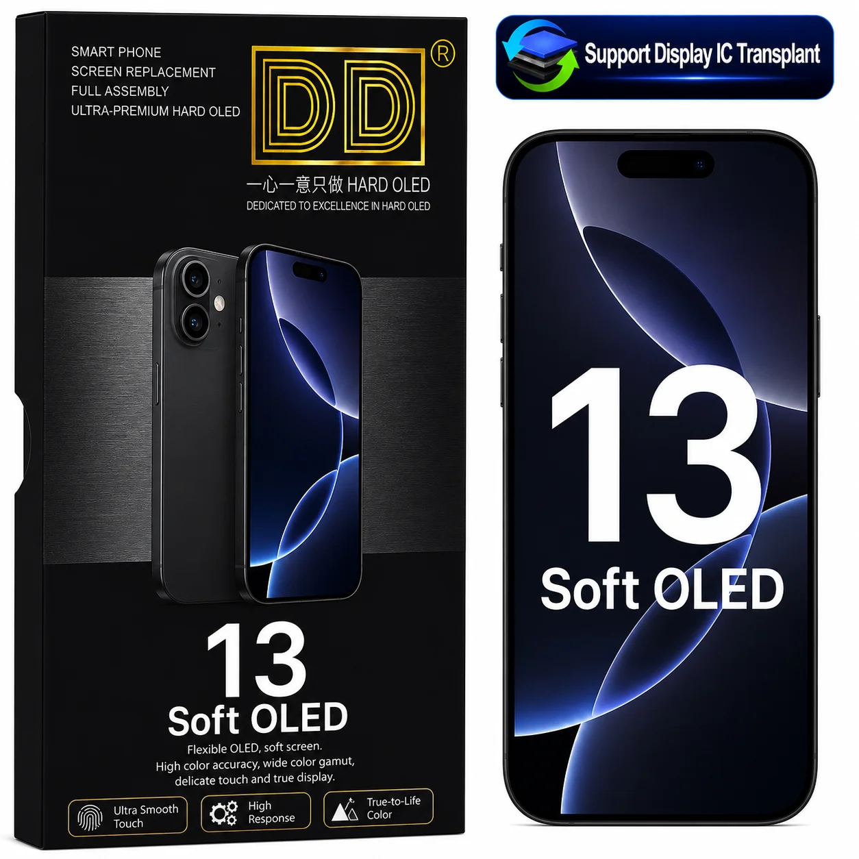 For iPhone 13 DD Soft OLED Full Screen Assembly Replacement Touch Digitizer High Quality
For iPhone 13 DD Soft OLED Full Screen Assembly Replacement Touch Digitizer High Quality
