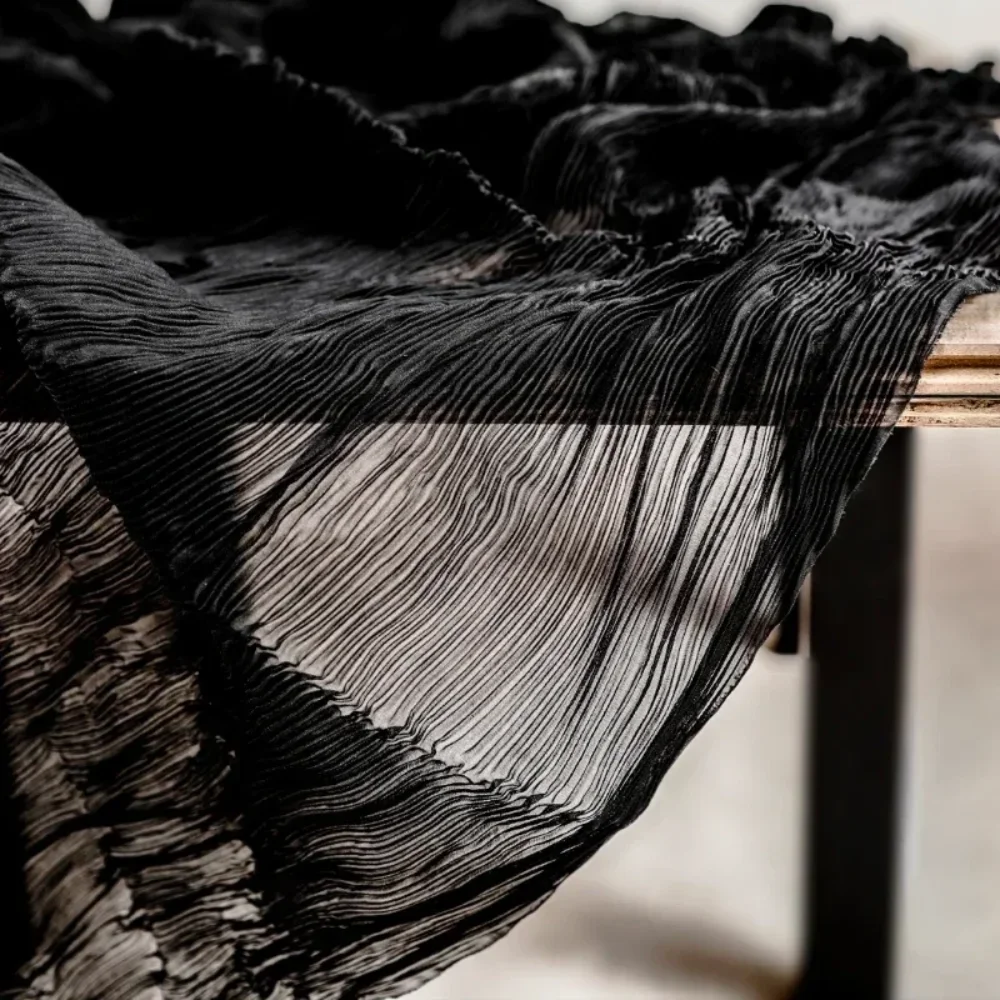Creative Thin Black Retro Elastic Pleated Fabric Jacket Clothing Dress Designer Cloth for Diy Sewing Polyester Material
Creative Thin Black Retro Elastic Pleated Fabric Jacket Clothing Dress Designer Cloth for Diy Sewing Polyester Material