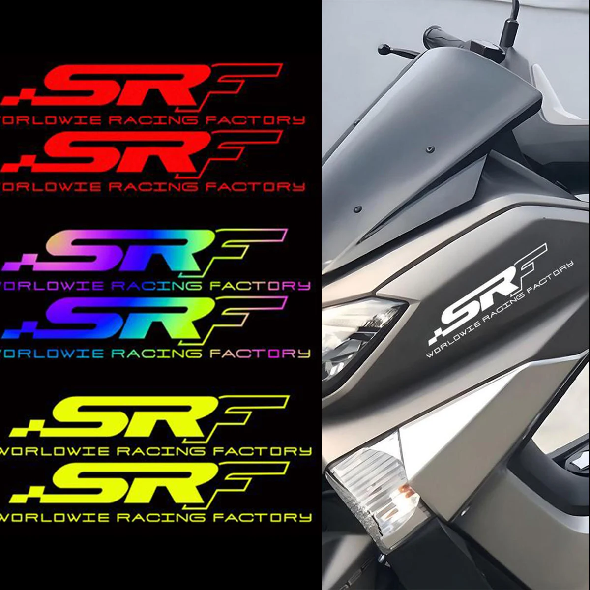 2PCS SRF Reflective Motorcycle Vinyl Stickers Scooter Body Fairing Racing Decals Accessories for Honda ZONTES Aprilia Kawasaki
2PCS SRF Reflective Motorcycle Vinyl Stickers Scooter Body Fairing Racing Decals Accessories for Honda ZONTES Aprilia Kawasaki