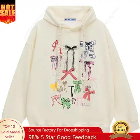 Aelfric Eden Bow Hoodie for Womens Y2K Oversized Graphic Hoodies Cute Casual Pullover Sweatshirts