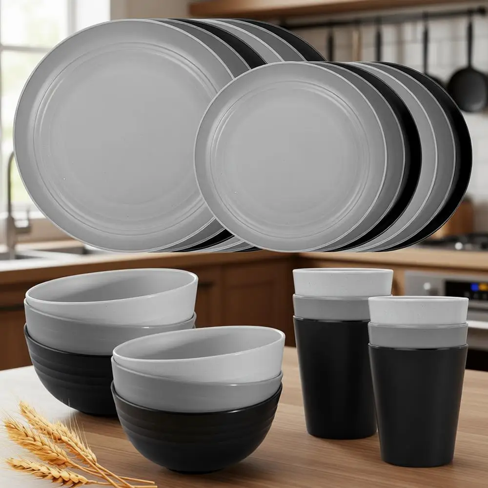 24-Piece Unbreakable Plastic Dinnerware Set, Reusable & Safe for Microwave & Dishwasher, Ideal for Camping & Everyday Use
24-Piece Unbreakable Plastic Dinnerware Set, Reusable & Safe for Microwave & Dishwasher, Ideal for Camping & Everyday Use