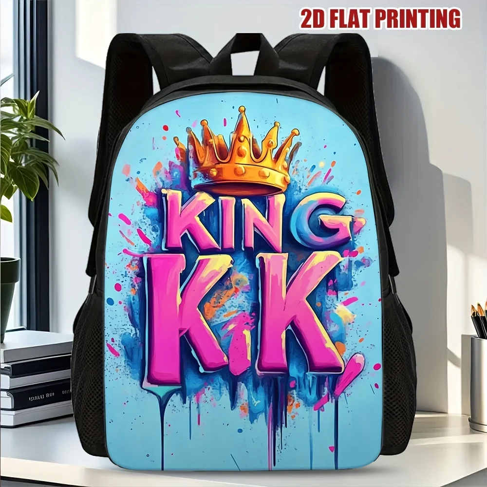 1 Large Capacity Lightweight Travel Backpack - Graffiti Crown Printed Adjustable Shoulder Strap, Washable Zipper Closed
1 Large Capacity Lightweight Travel Backpack - Graffiti Crown Printed Adjustable Shoulder Strap, Washable Zipper Closed