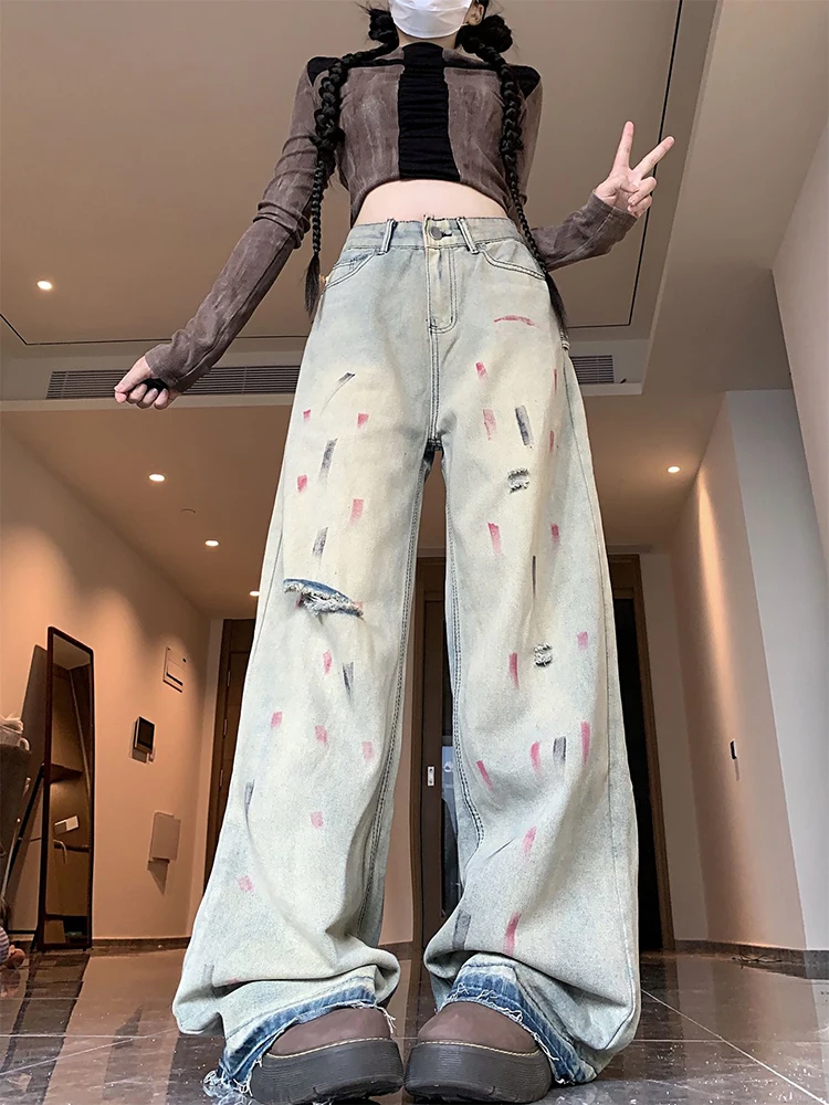 Women 2025 New Baggy Women High Waist Jeans Y2K Street Pants Trousers All Match Loose Casual Denim Pants
Women 2025 New Baggy Women High Waist Jeans Y2K Street Pants Trousers All Match Loose Casual Denim Pants