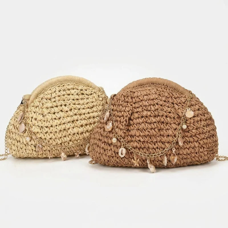 Summer Fashion Niche Woven Shell Bag Women's Metal Chain Crossbody Bag Bohemian Straw Beach Vacation Bag Elegant Evening Clutch
Summer Fashion Niche Woven Shell Bag Women's Metal Chain Crossbody Bag Bohemian Straw Beach Vacation Bag Elegant Evening Clutch