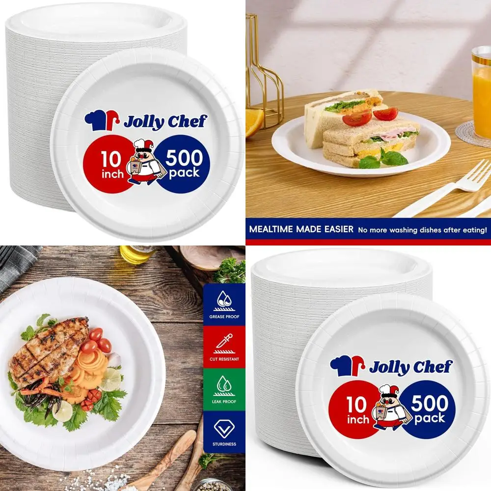 500 Count 10 Inch Heavy-Duty Disposable Paper Plates - Leak & Cut Resistant, Microwave Safe for Everyday & Thanksgiving Use
500 Count 10 Inch Heavy-Duty Disposable Paper Plates - Leak & Cut Resistant, Microwave Safe for Everyday & Thanksgiving Use