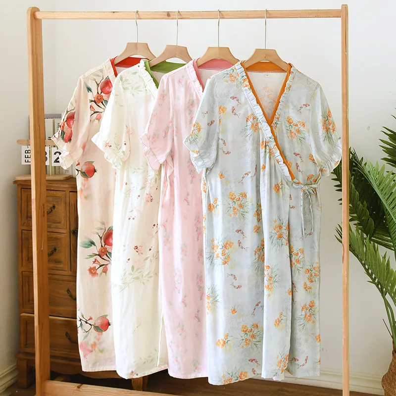 Pure Cotton Night Gown Sleepwear Short Sleeve Loose Women's Nightgown Ladies Night Dress Pajamas Summer Thin Nightie
Pure Cotton Night Gown Sleepwear Short Sleeve Loose Women's Nightgown Ladies Night Dress Pajamas Summer Thin Nightie