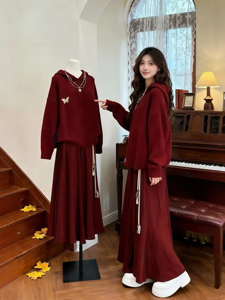 Red Knitted Hat Cisas New Year plus Size Women's Faion Set with Top And Skirt Warm Cozy Polyester Winter Outfit
Red Knitted Hat Cisas New Year plus Size Women's Faion Set with Top And Skirt Warm Cozy Polyester Winter Outfit
