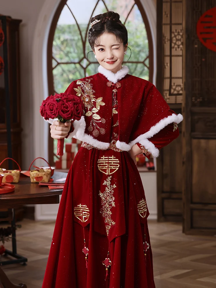 Winter Wedding Dr Thiened Fce Long Sve Red Qipao Bridesmaid Dr for Engagement Par Banquet Celebration
Winter Wedding Dr Thiened Fce Long Sve Red Qipao Bridesmaid Dr for Engagement Par Banquet Celebration