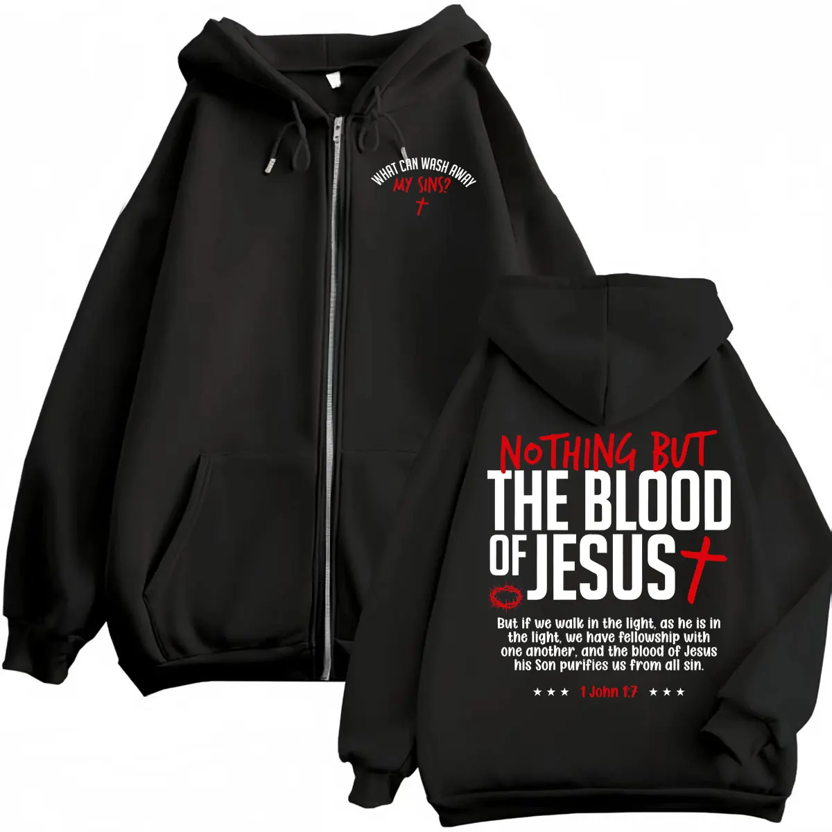 Nothing But The Blood of Jesus Bible Verse Print Zipper Hoodie Fashion Christian Zip Up Pullovers Unisex Casual Loose Sweatshirt
Nothing But The Blood of Jesus Bible Verse Print Zipper Hoodie Fashion Christian Zip Up Pullovers Unisex Casual Loose Sweatshirt