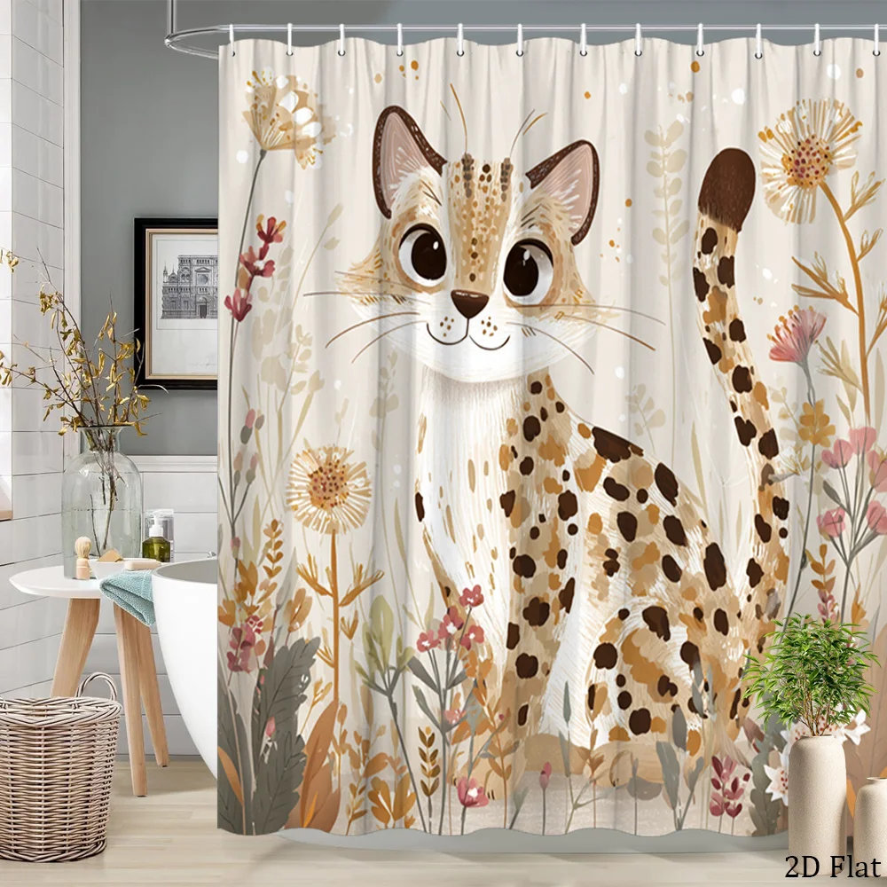 Cute Cat Floral Print Waterproof Shower Curtain Boho Tropical Jungle Design Bathroom Decor Safari Leopard Wildlife Curtain
Cute Cat Floral Print Waterproof Shower Curtain Boho Tropical Jungle Design Bathroom Decor Safari Leopard Wildlife Curtain