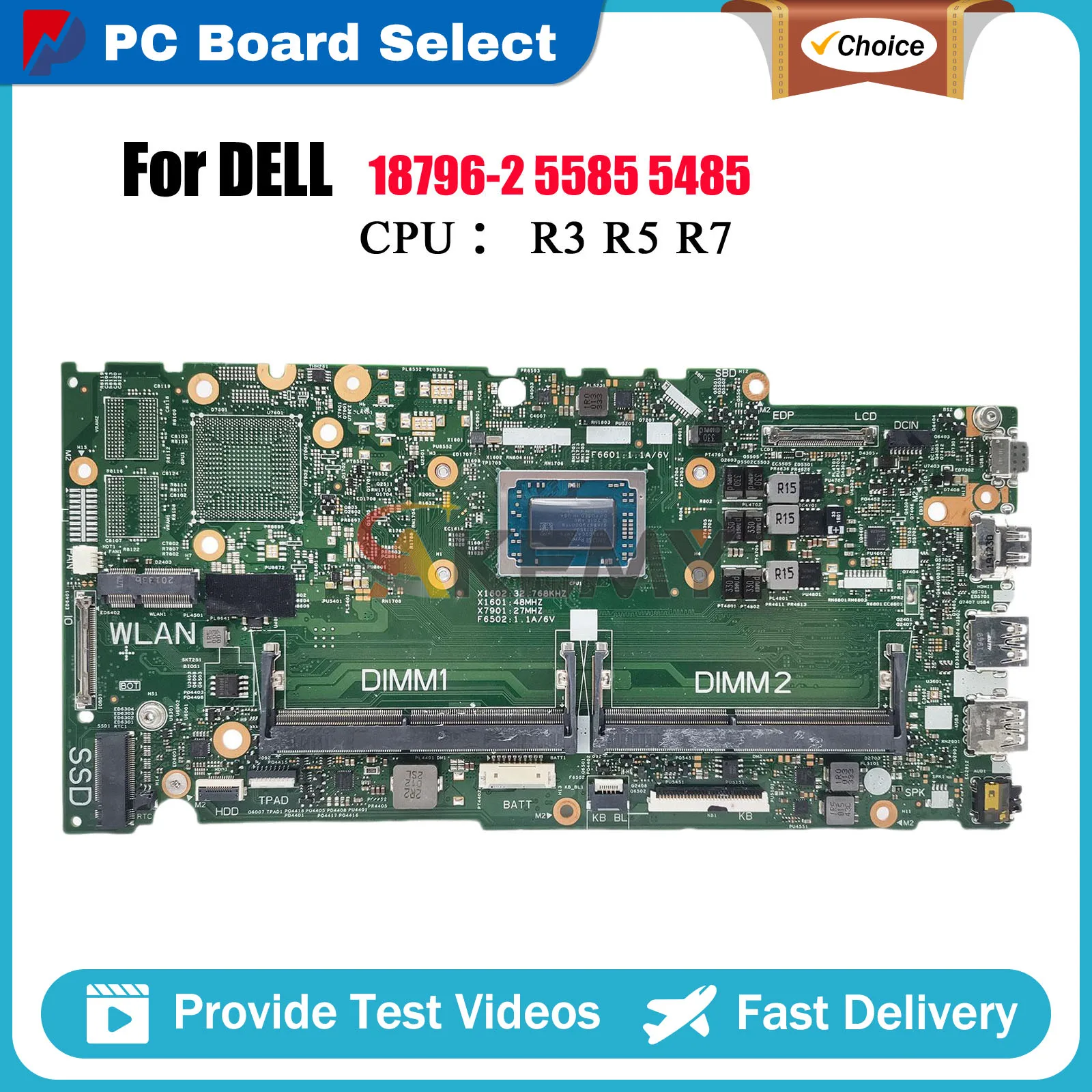 Laptop Motherboard For Dell Inspiron 15 5585 5485 18796-2 with R5 R7 CPU 0FNM6F CN-004JF3 DDR4 Tested OK 
Laptop Motherboard For Dell Inspiron 15 5585 5485 18796-2 with R5 R7 CPU 0FNM6F CN-004JF3 DDR4 Tested OK