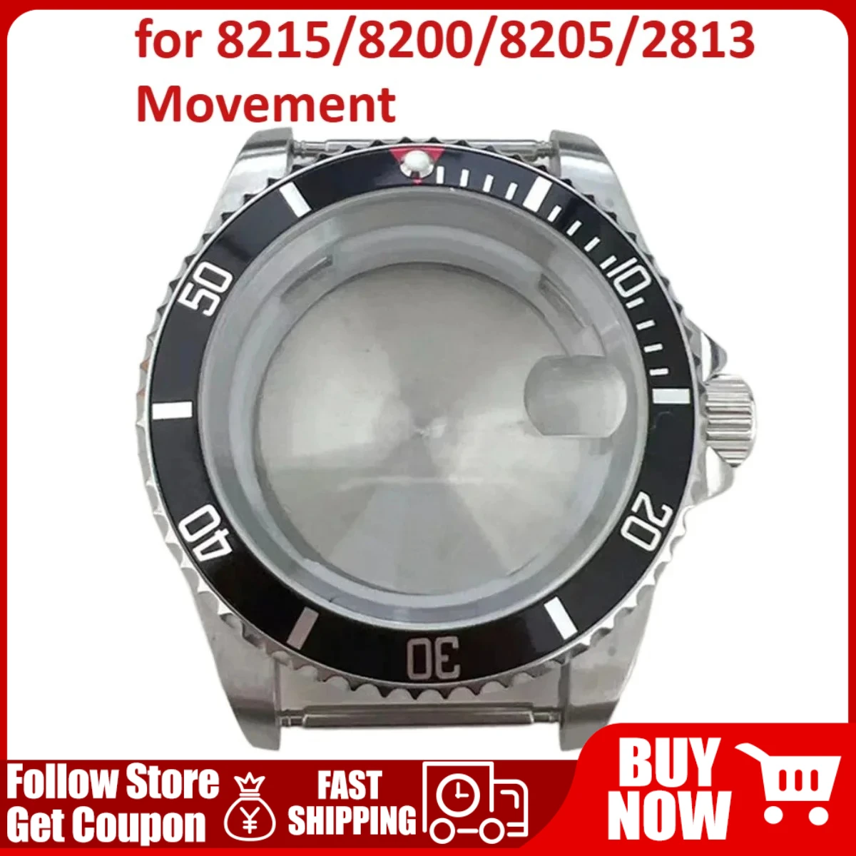 8215 Cases 40MM Stainless Steel Watch Case Aluminum Bezel Sapphire Magnifier Parts for 8215/8200/8205/2813/3804 Movement
8215 Cases 40MM Stainless Steel Watch Case Aluminum Bezel Sapphire Magnifier Parts for 8215/8200/8205/2813/3804 Movement