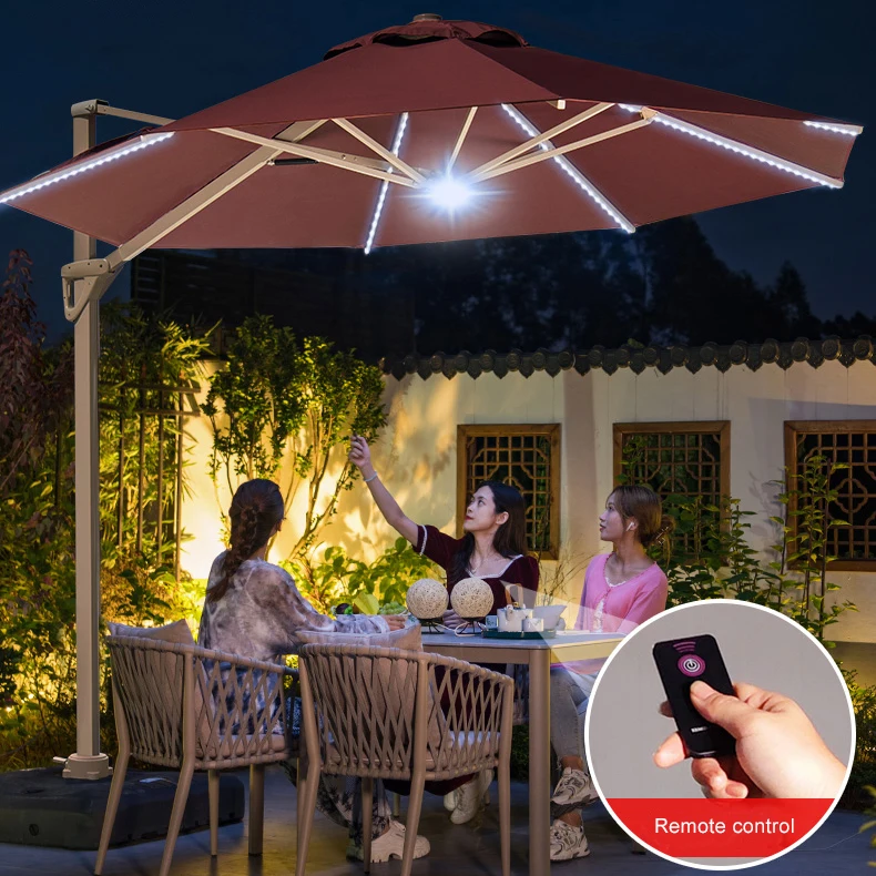 Outdoor Garden Patio Parasols Poolside 11ft Remote Control Led Solar Powered Lighting Umbrella For Christmas
Outdoor Garden Patio Parasols Poolside 11ft Remote Control Led Solar Powered Lighting Umbrella For Christmas