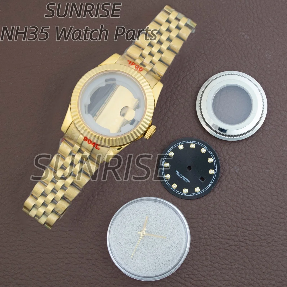 31 мм полностью золотой женский корпус для часов 24,5 мм циферблат, стрелки, браслет из нержавеющей стали, сапфировое стекло для механизма Datejust NH05 NH06
31 мм полностью золотой женский корпус для часов 24,5 мм циферблат, стрелки, браслет из нержавеющей стали, сапфировое стекло для механизма Datejust NH05 NH06