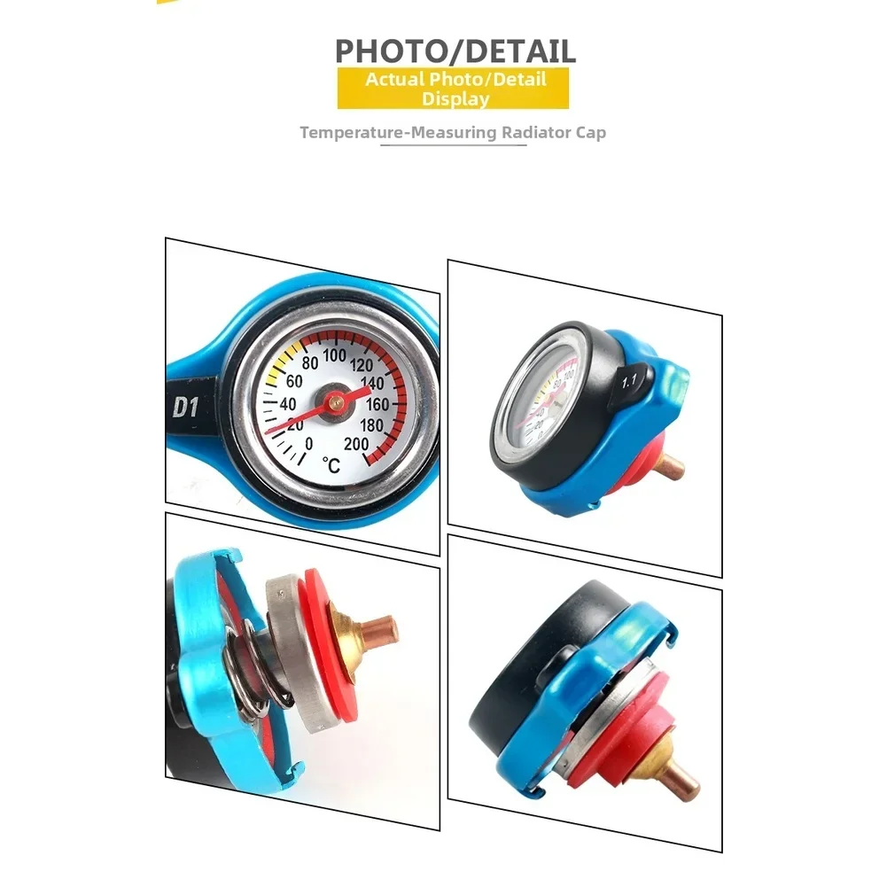 Car Radiator Cap With Temperature Gauge Pressure Adjustable ABS+Aluminum Alloy Heat-Resistant Auto Cooling Accessory
Car Radiator Cap With Temperature Gauge Pressure Adjustable ABS+Aluminum Alloy Heat-Resistant Auto Cooling Accessory