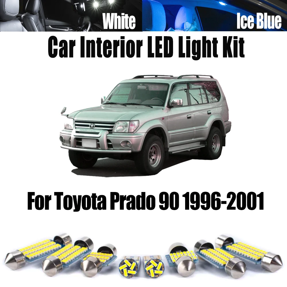 Комплект из 13 светодиодных ламп Canbus для освещения салона, багажника и номерного знака для Toyota Prado 90 1996-2001 годов выпуска
Комплект из 13 светодиодных ламп Canbus для освещения салона, багажника и номерного знака для Toyota Prado 90 1996-2001 годов выпуска