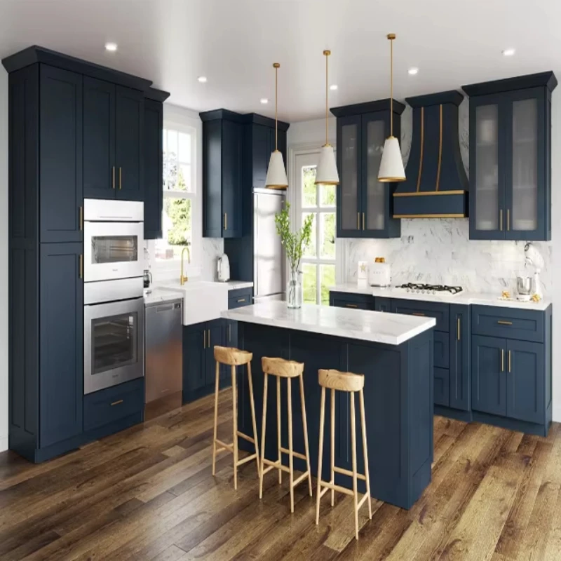 HZ custom free design blue-gray modern solid wood modular kitchen cabinet design
HZ custom free design blue-gray modern solid wood modular kitchen cabinet design