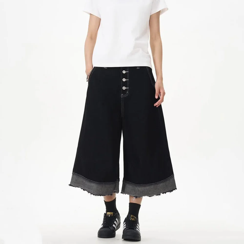 Summer New Men's Raw Edge Washed Straight Denim Cropped Trousers American Retro Fashion Trend Casual Simple Loose Men's Bottoms
Summer New Men's Raw Edge Washed Straight Denim Cropped Trousers American Retro Fashion Trend Casual Simple Loose Men's Bottoms