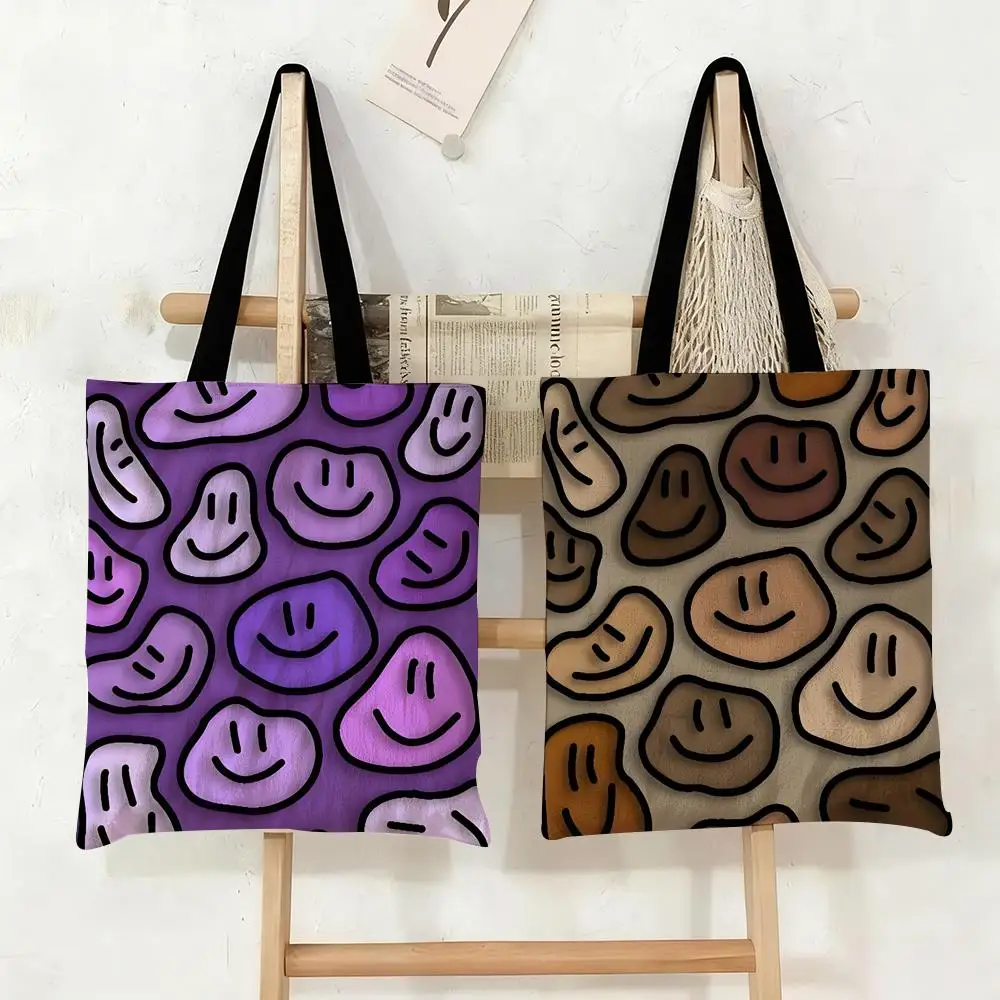 Smiling Storage Bags Canvas Tote Bag Large Capacity Double-Sided Print Reusable Shopping Bag Eco-Friendly Shoulder Bag
Smiling Storage Bags Canvas Tote Bag Large Capacity Double-Sided Print Reusable Shopping Bag Eco-Friendly Shoulder Bag
