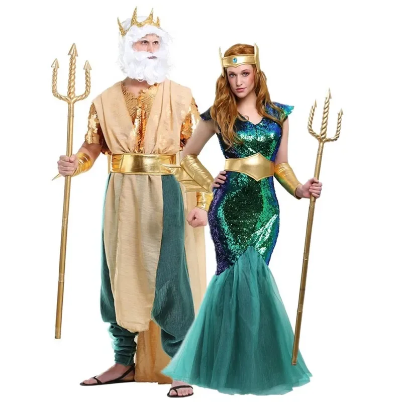 Sexy Deluxe Couple Neptune Poseidon Mermaid Princess Cosplay Costume Halloween Carnival Party Beach Swimming Mermaid Dress
Sexy Deluxe Couple Neptune Poseidon Mermaid Princess Cosplay Costume Halloween Carnival Party Beach Swimming Mermaid Dress