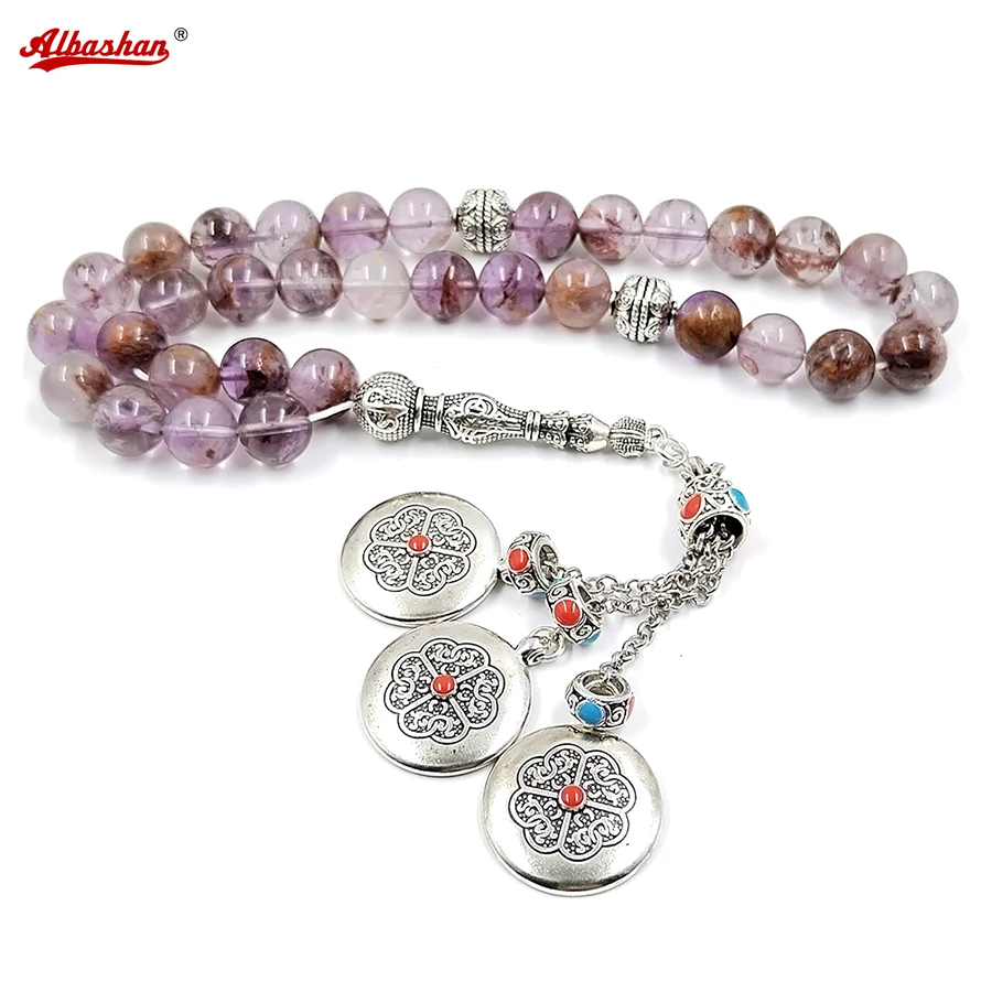 Tasbih Natural Genuine Stone Beads Purple Ghost Quartz Eid ADHA gift 33 prayer beads Arabic fashion bracelet Muslim misbaha
Tasbih Natural Genuine Stone Beads Purple Ghost Quartz Eid ADHA gift 33 prayer beads Arabic fashion bracelet Muslim misbaha